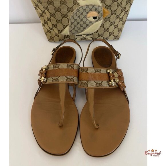 Authentic Gucci GG Monogram Brown Sandals Size 38.5/8.5 - Picture 2 of 10